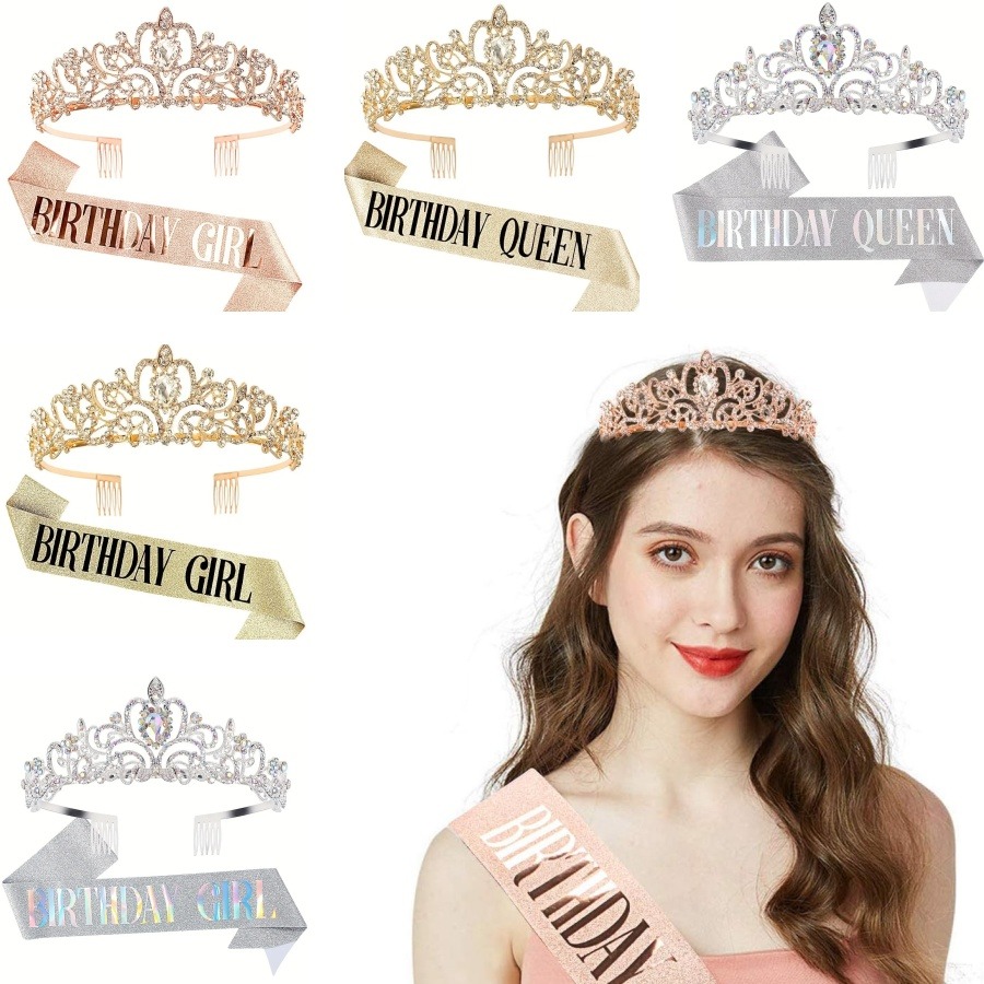 Birthday Sash Glitter - Набор из 2 предметов: Корона-тиара со