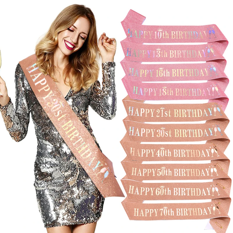 Birthday Sash Glitter - Пояс с блестками для девочек, праздничные
