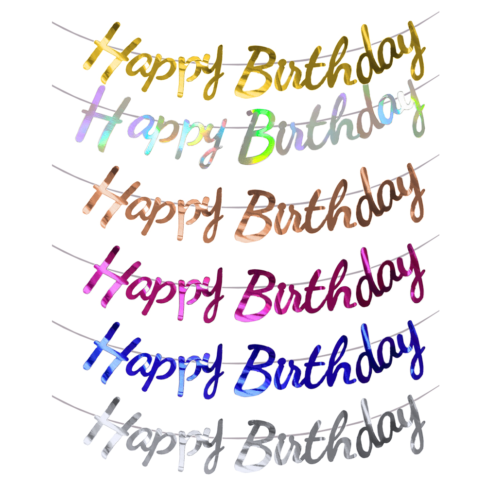 Party Banner Gold - Баннер с днем рождения, золотой, серебряный,
