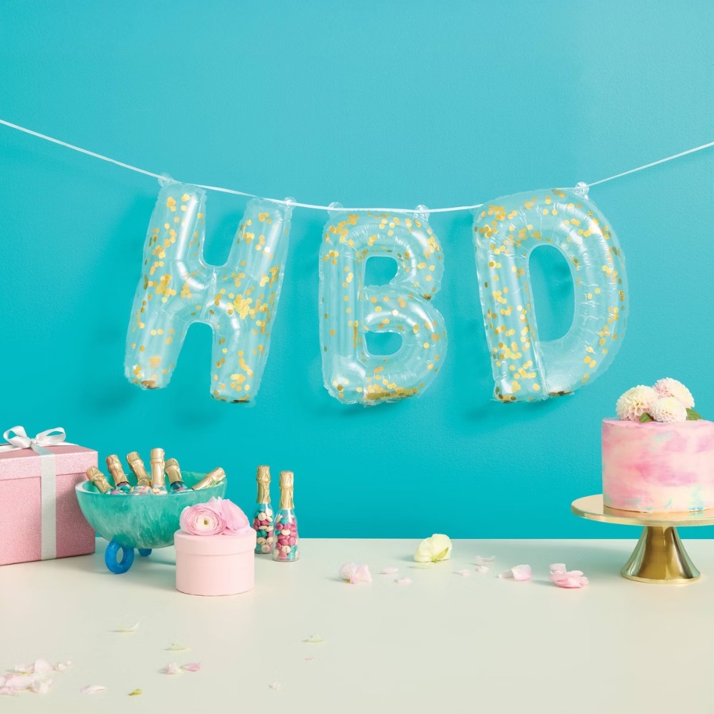 Party Banner Gold - Прозрачный баннер для дня рождения HBD