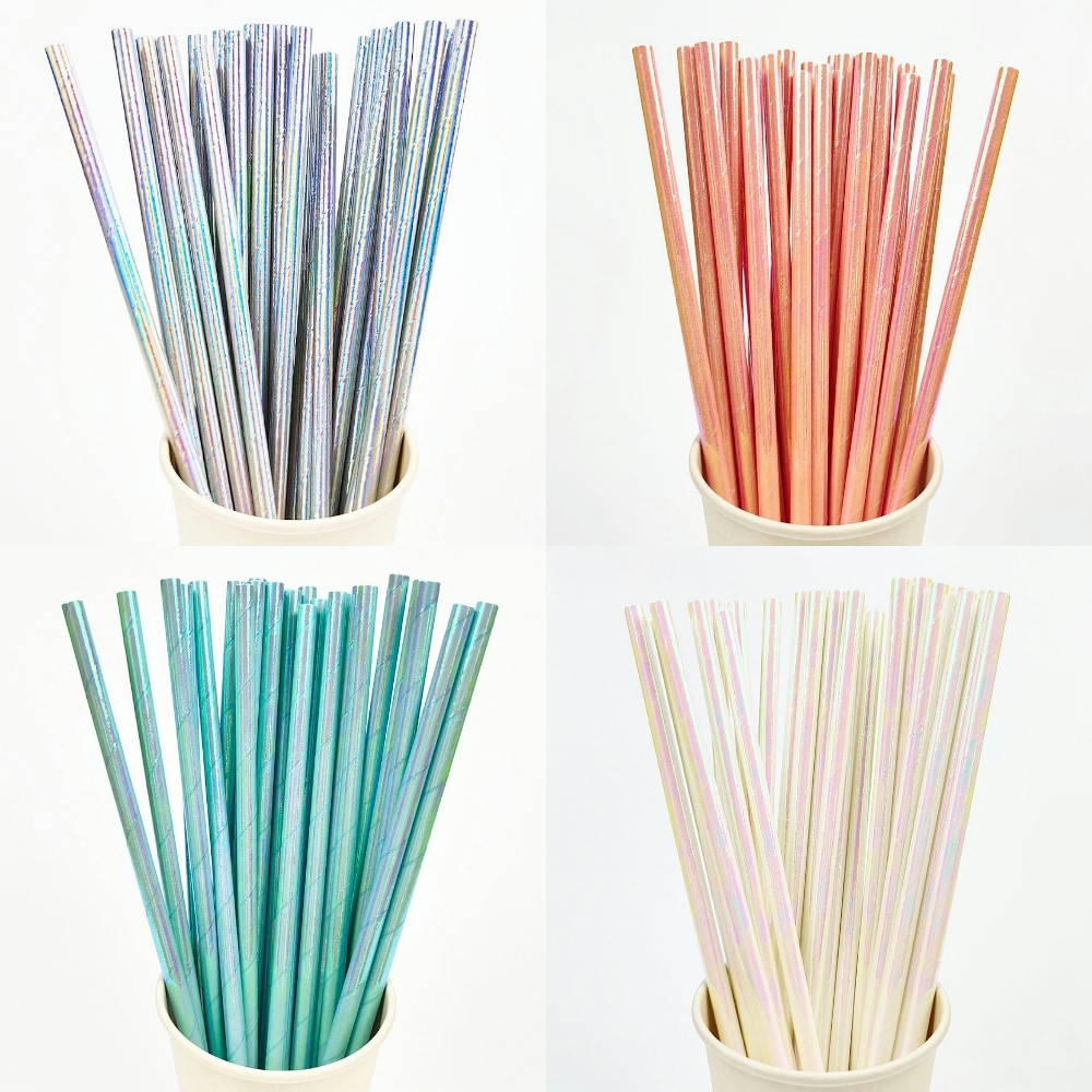 Paper Straw Color - 25 шт. перламутровые бронзовые бумажные соломинки,