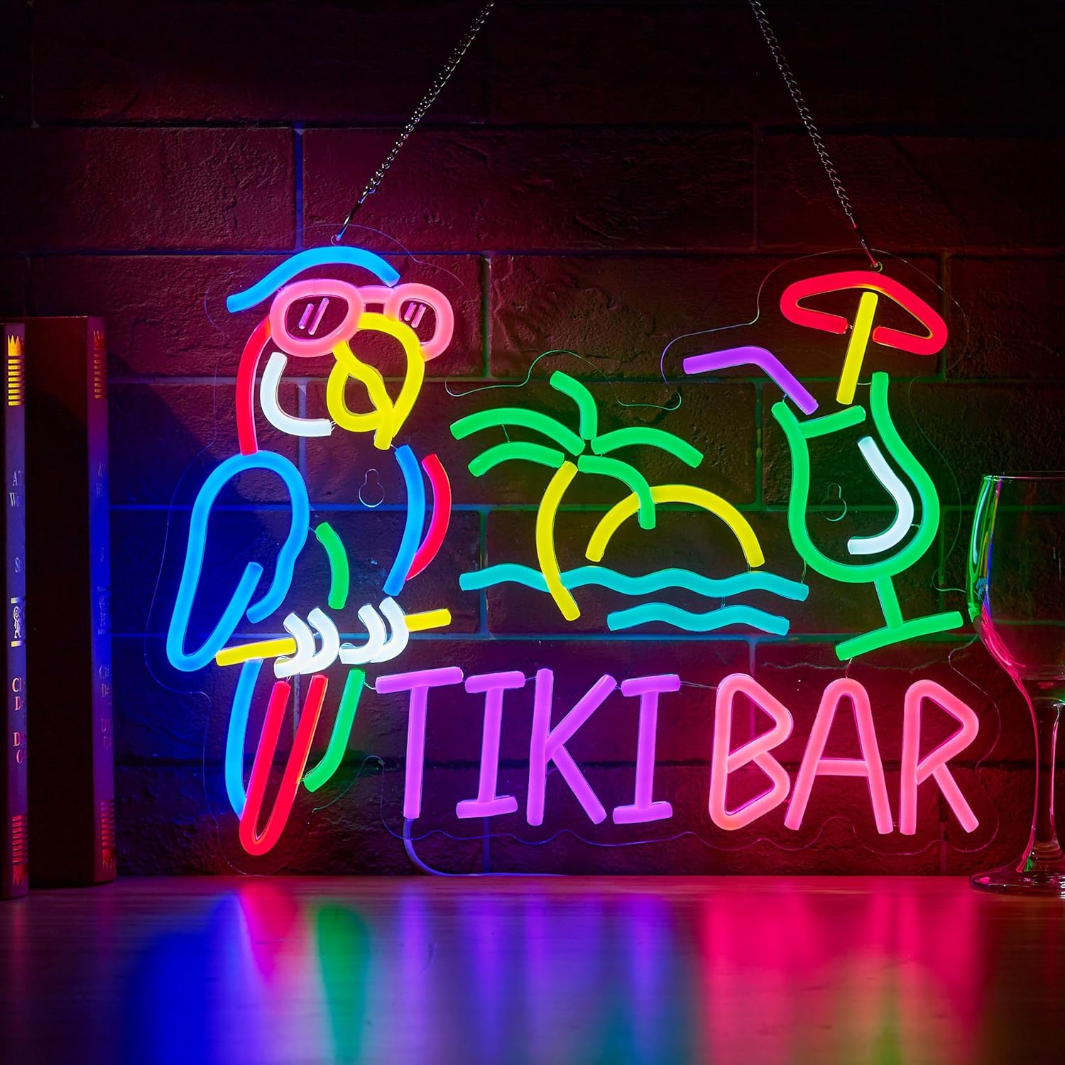 Neon Sign Party - Неоновая вывеска Tiki Bar Parrot Palm