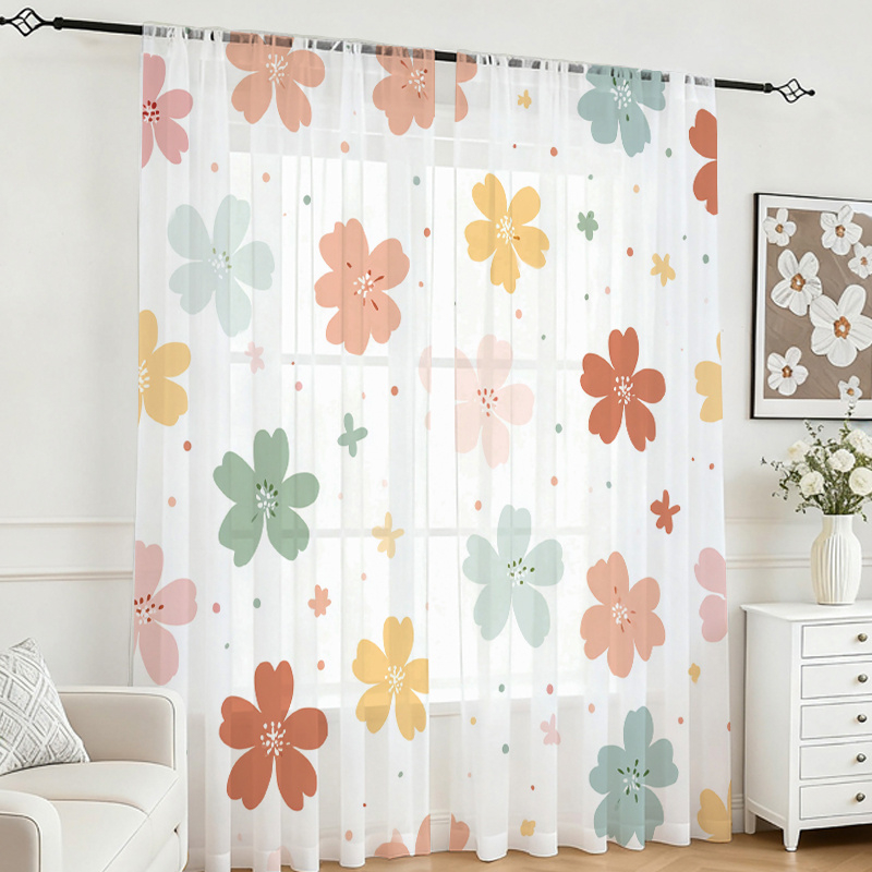 Flower Wall Panel - 2 шт. Цветные прозрачные шторы с