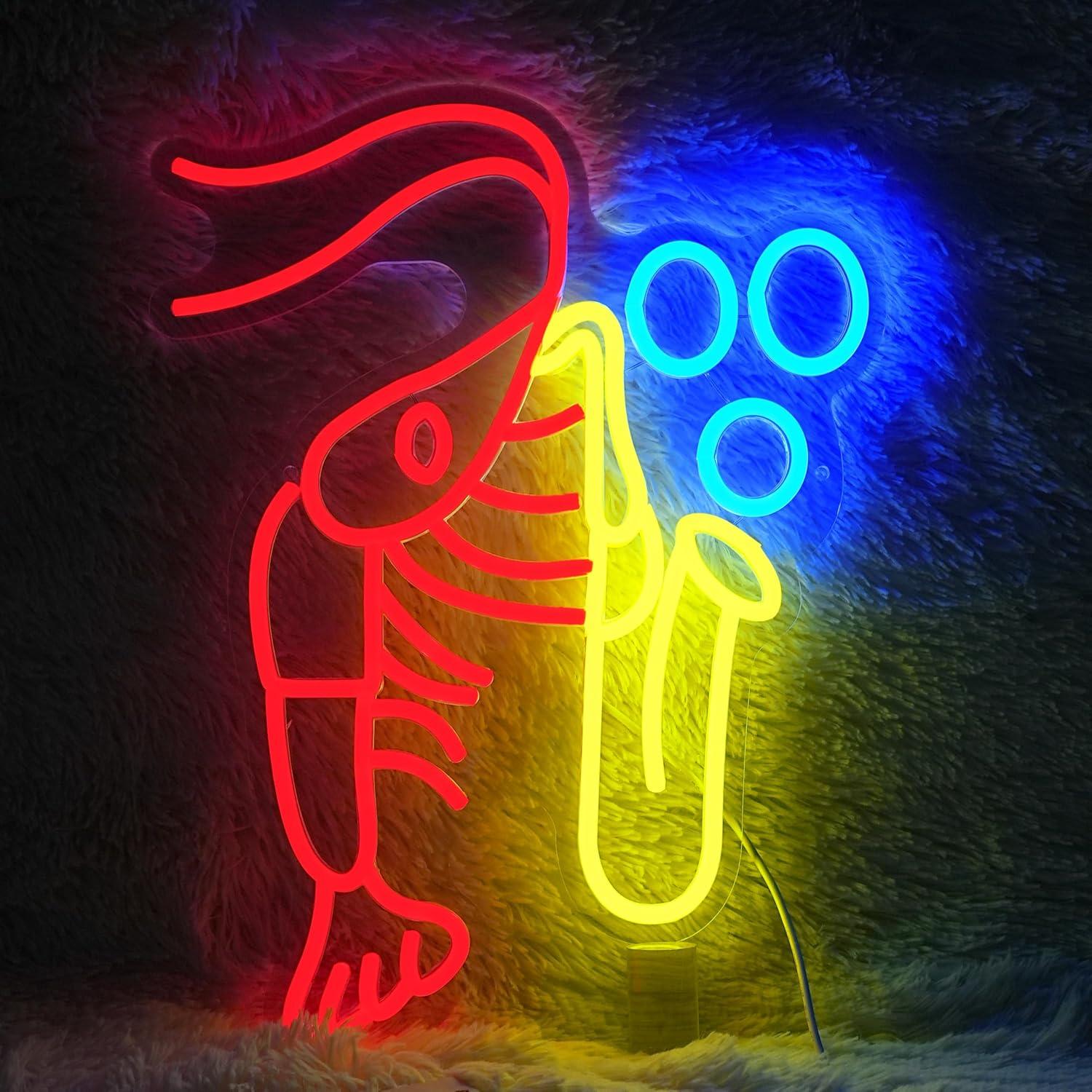 Neon Sign Party - Неоновая вывеска «Лобстер-саксофон»: винтажный джазовый стиль,