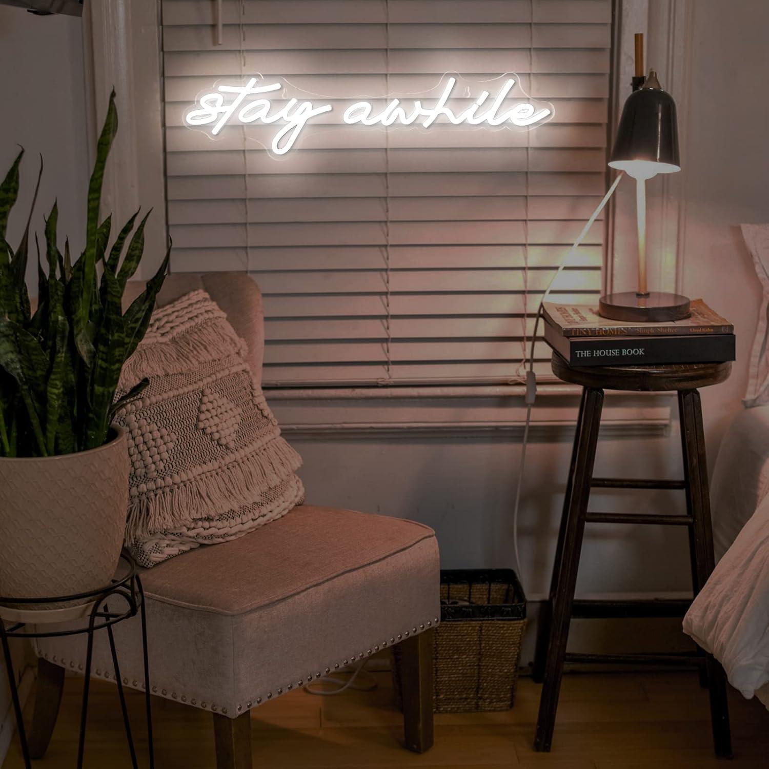 Неоновые вывески Stay Awhile с – обзор и цена Neon Sign Party