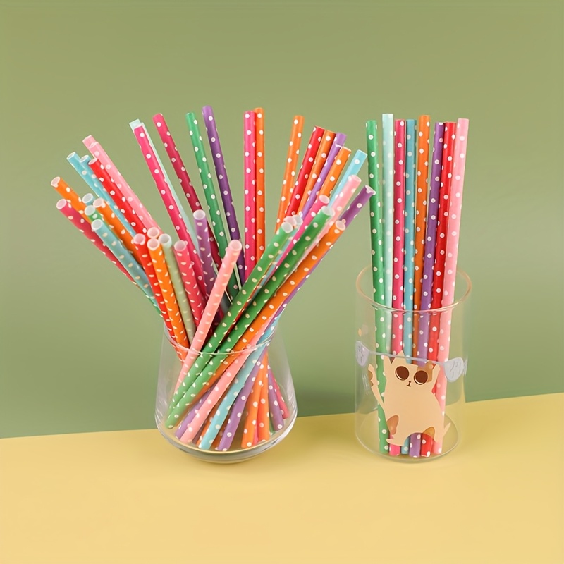 100 шт. красочные одноразовые  – обзор и цена Paper Straw Color
