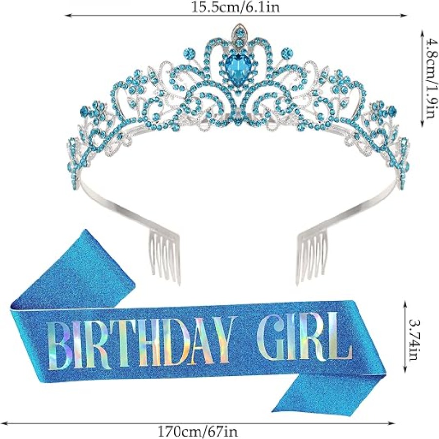 Набор из 2 предметов: корона-т – обзор и цена Birthday Sash Glitter