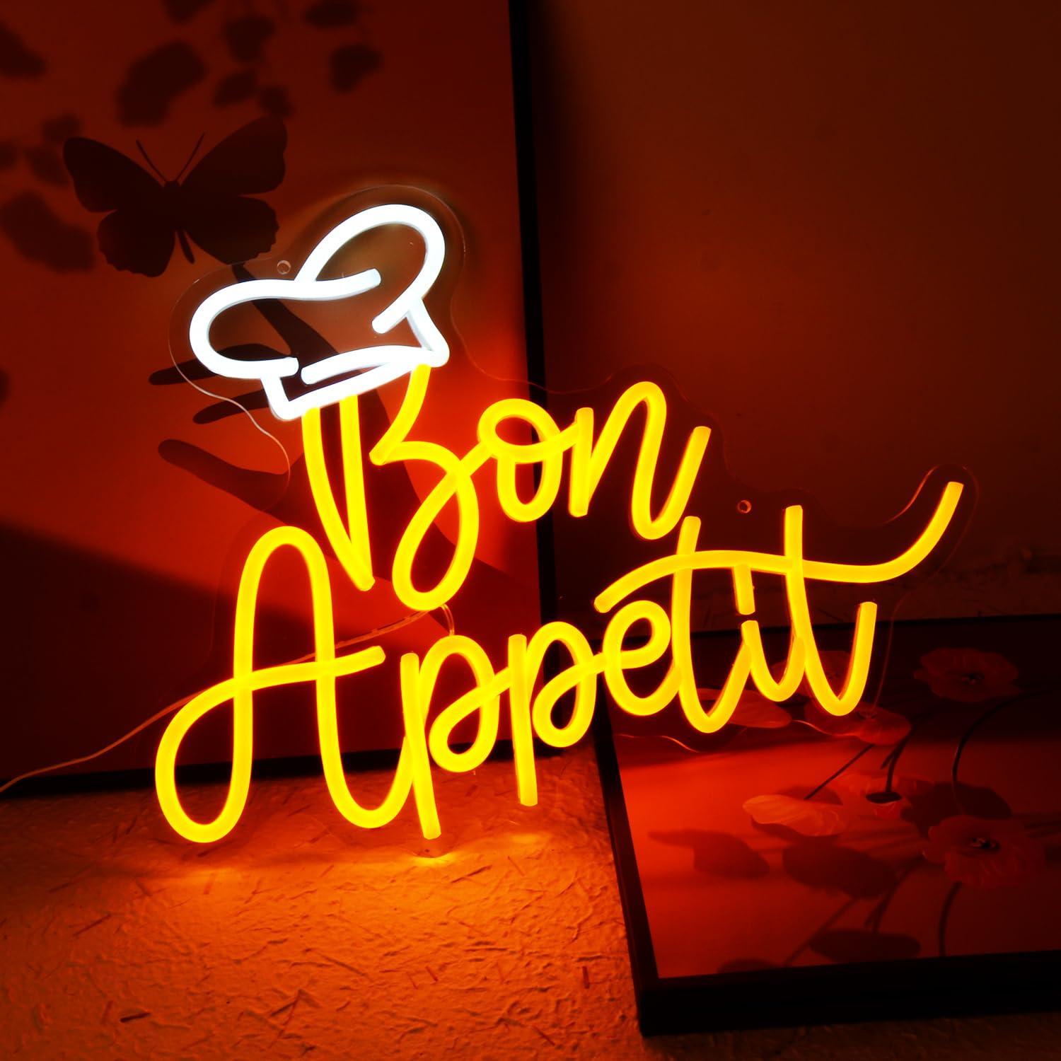Неоновая вывеска «Bon Appetit» – обзор и цена Neon Sign Party