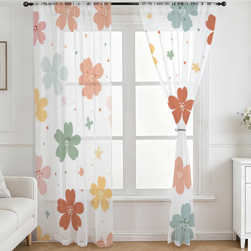 2 шт. Цветные прозрачные шторы – обзор и цена Flower Wall Panel